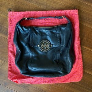 [Tory Burch] Amanda Black Leather Hobo Bag
